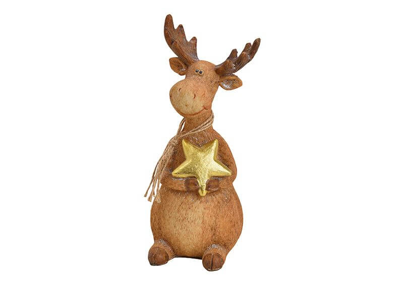 Elk Poly Brown 11X21X9Cm - Christmas - Windyridge Garden Centre