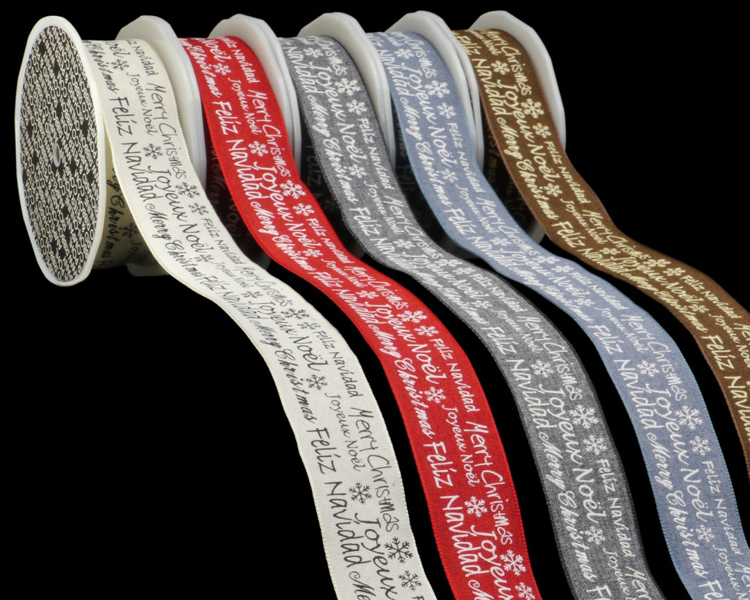 Feliz Navidad  Blue 38Mm Per Metre - Christmas - Windyridge Garden Centre