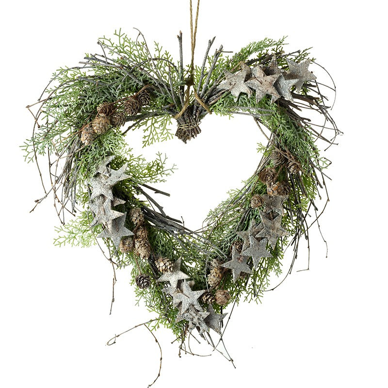 HEART WREATH WITH SILVER STARS