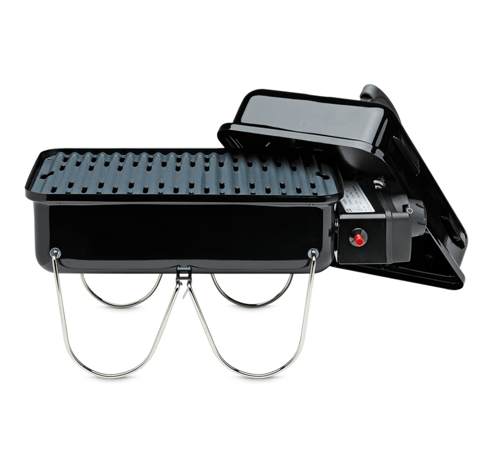 Weber Go Anywhere Gas Grill with lid off