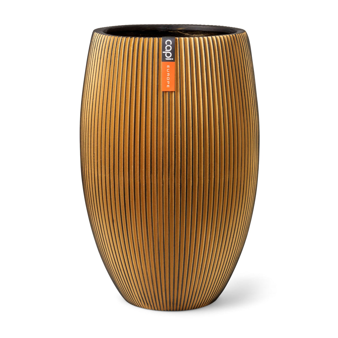 Vase Elegant Deluxe Groove Pot Ø40cm H61cm Black Gold