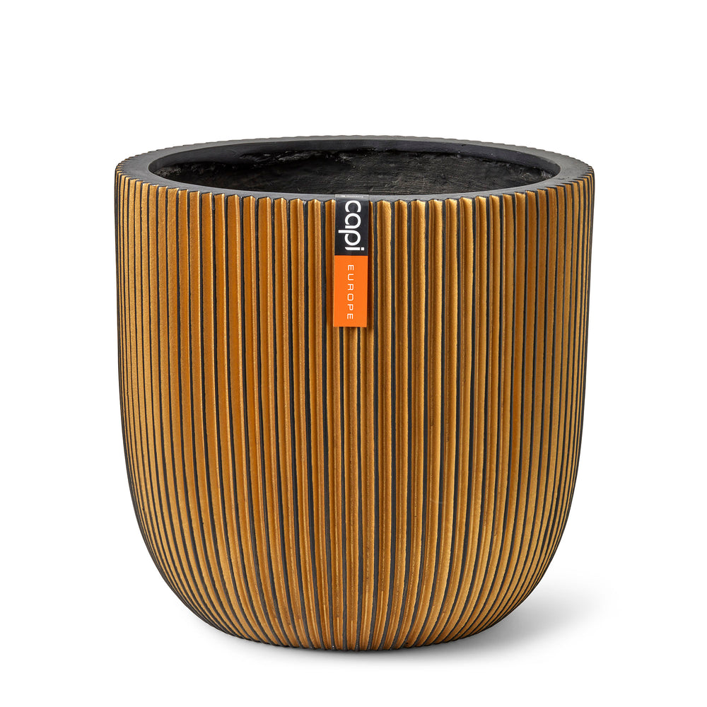 Capi Groove Ball Planter Black Gold