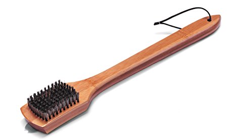 GRILL BRUSH - BAMBOO HANDLE, 46 CM, STAINLESS STEEL BRISTLES
