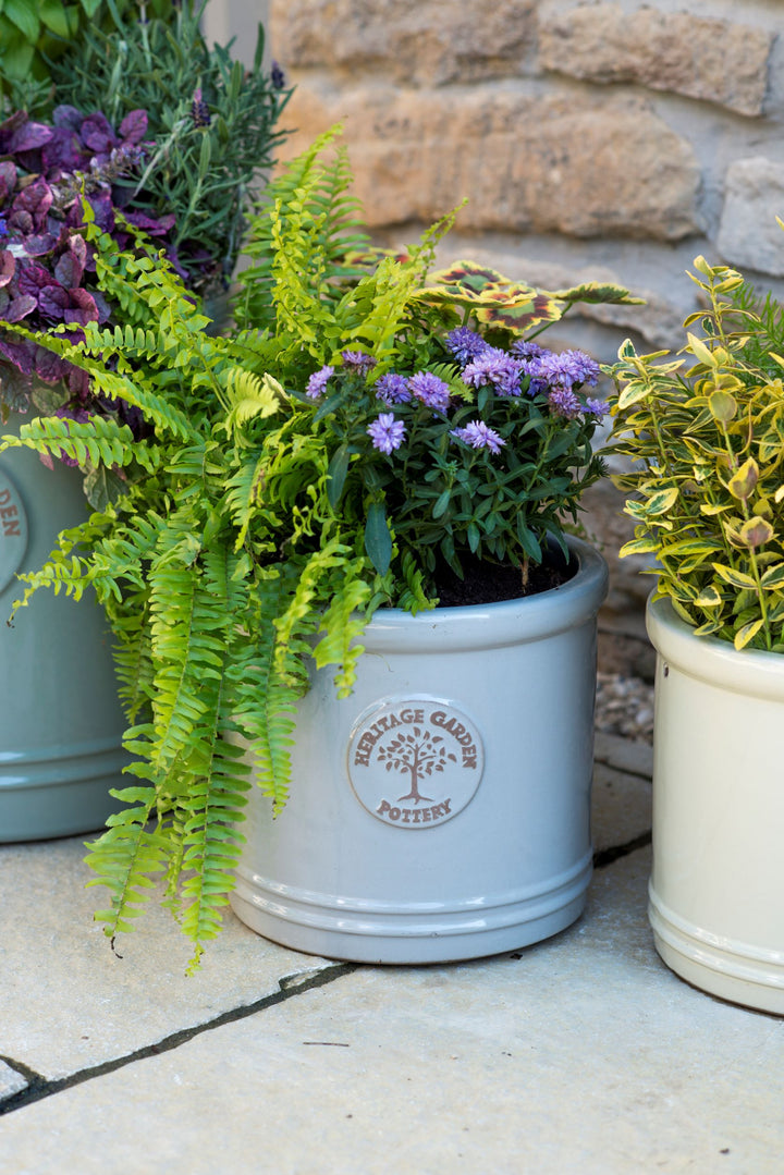 heritage pottery plant pots Heritage Cylinder Pastel Grey Ø30cm – Windyridge Garden Centre