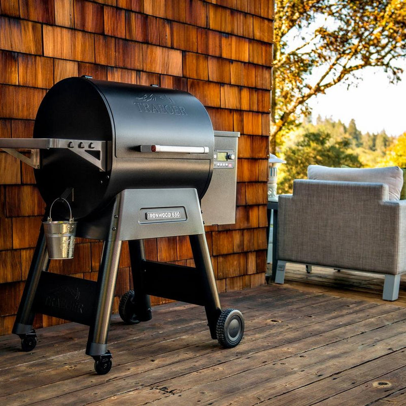 Traeger Ironwood 650 Barbecue on a patio in Ireland