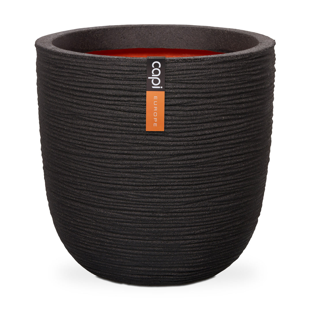Planter Ball Rib Pot Black NL Ø43cm H41cm