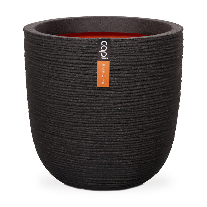 Planter Ball Rib Pot Black NL Ø43cm H41cm
