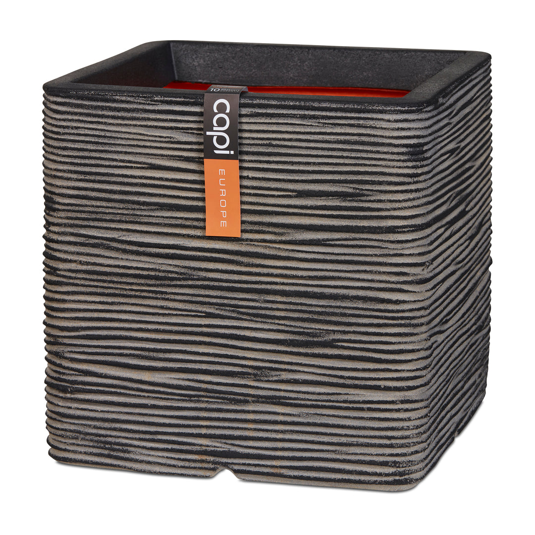 Planter Square Rib  NL Anthracite 40cm H40cm W40cm
