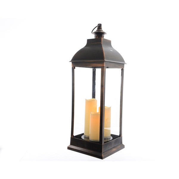 Led Plc Lantern W Candles Oubo24X24X70Cm - Christmas Lights - Windyridge Garden Centre