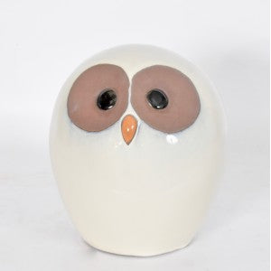 Owl Ornament 19X18X21 Cream - Garden Ornaments - Windyridge Garden Centre