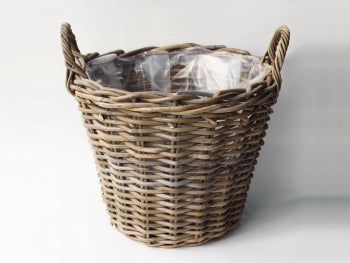 Planter Round With Handles Rattan  D40 H30Cm Antique Grey - Pots - Windyridge Garden Centre