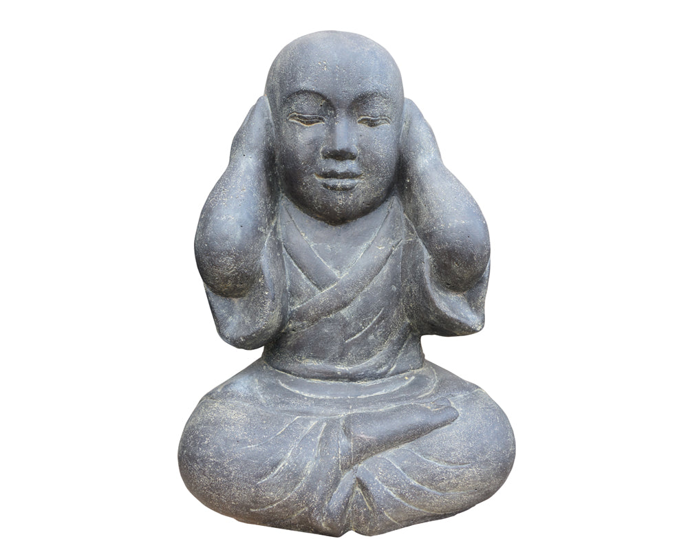 Sitting Monk With Closed Ears - Garden Ornaments - Windyridge Garden Centre
