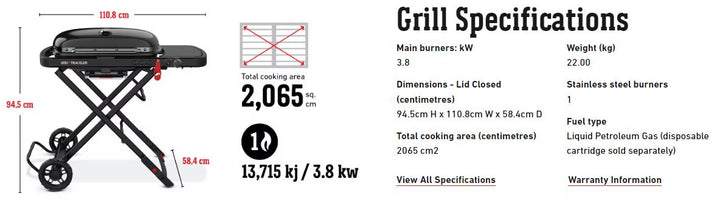 Weber Traveler Dimensions