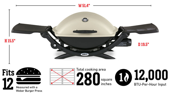 Weber Q2200 Gas Barbecue Dimensions