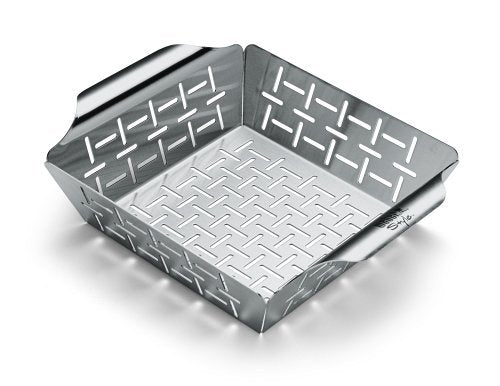 DELUXE GRILLING BASKET - SMALL, STAINLESS STEEL WITH HIGH SIDES