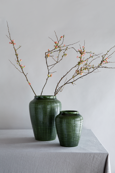 Willow GLAZED: Green Emerald, Height 18 cm, Vase