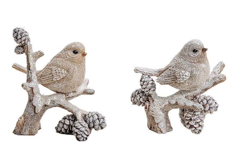 Winter Bird, Made Of Polyresin, White Color With Glitter, 2Asst   8X9X5Cm - Christmas - Windyridge Garden Centre