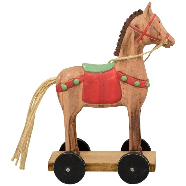 Wooden Horse On Wheels - Christmas - Windyridge Garden Centre