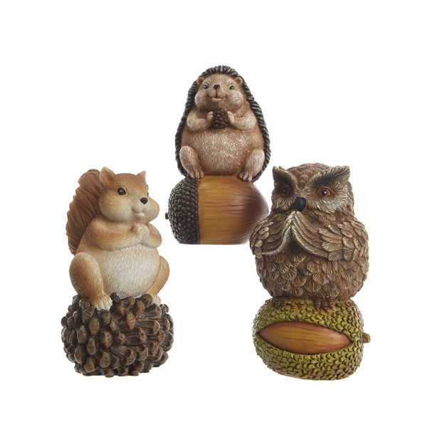 Animal 3Asssquirrel - Hedgehog - Owl Small - Christmas - Windyridge Garden Centre