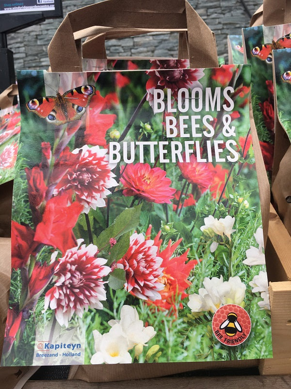 BLOOMS, BEES AND BUTTERFLIES - RED AND WHITE