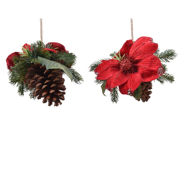 Deco Hanger Velvet Flower 2Ass Green/Colour(S) - Christmas - Windyridge Garden Centre