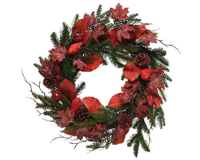 Deco Wreath Bird W Glitter60X60X12Cm - Christmas - Windyridge Garden Centre