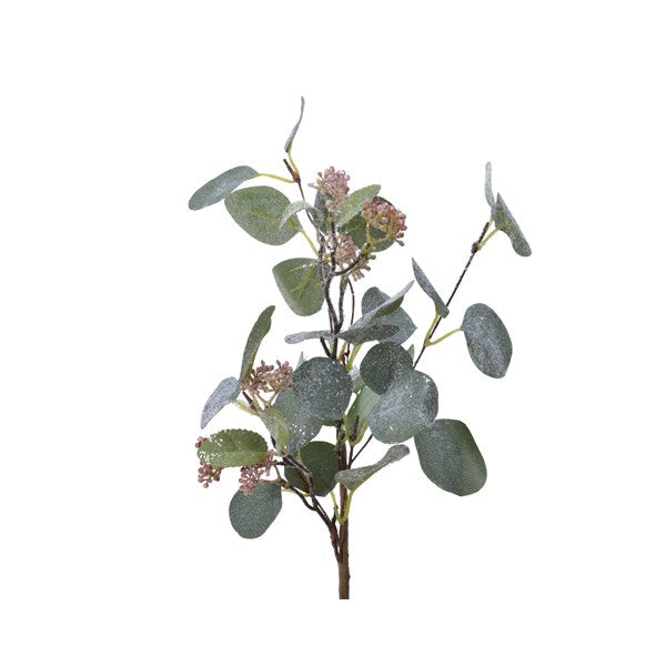 Plastic Eucalyptus Spray W Berries Green Frosted - Christmas - Windyridge Garden Centre