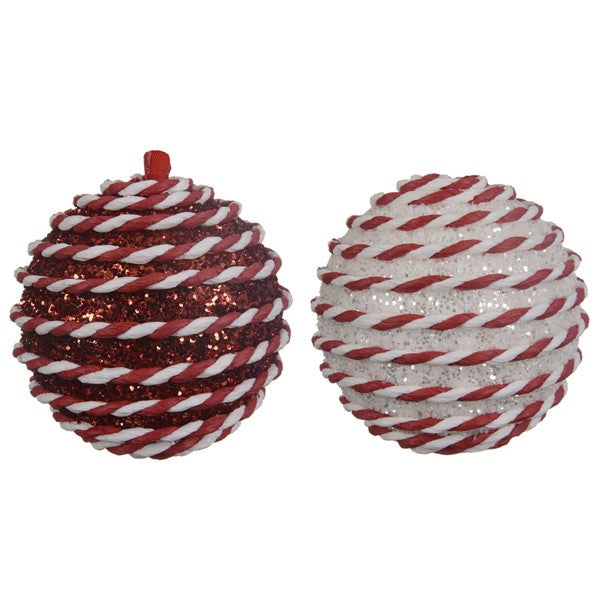foam bauble w hanger 2col ass red/white