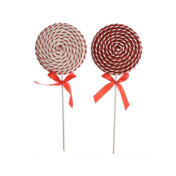 Lolly Foam Glitter And Ribbon Glitter, Red Satin Bow L.3.5Cm X W.9.5Cm X H.28Cm - Christmas - Windyridge Garden Centre