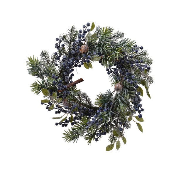 Frost Deco Wreath Blue Berries Green/Colour(S) - Christmas - Windyridge Garden Centre