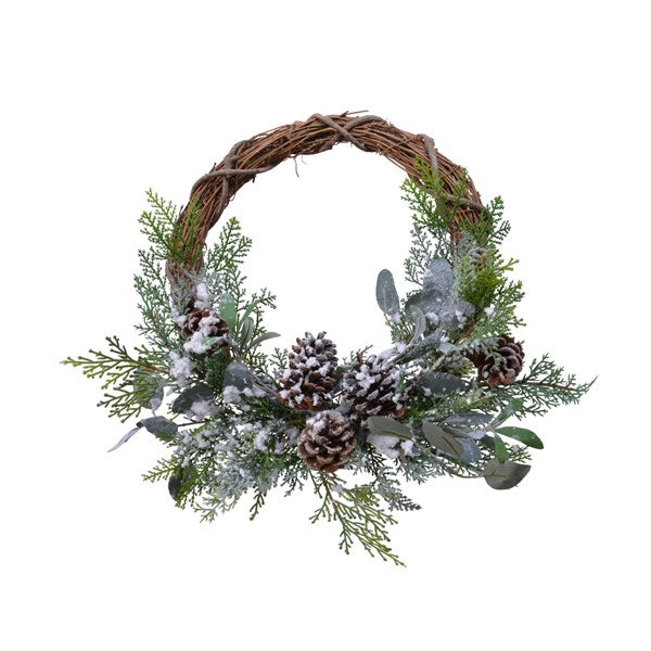 Frost Deco Wreath Willow Pinecones Green/Colour(S) - Christmas - Windyridge Garden Centre