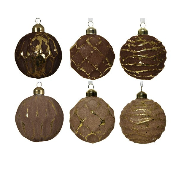Gl Bauble Flock Des 3Ass2Cls Assorted - Christmas - Windyridge Garden Centre