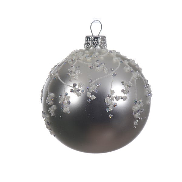 Glass Deco Bauble Glitter Branche - Christmas - Windyridge Garden Centre