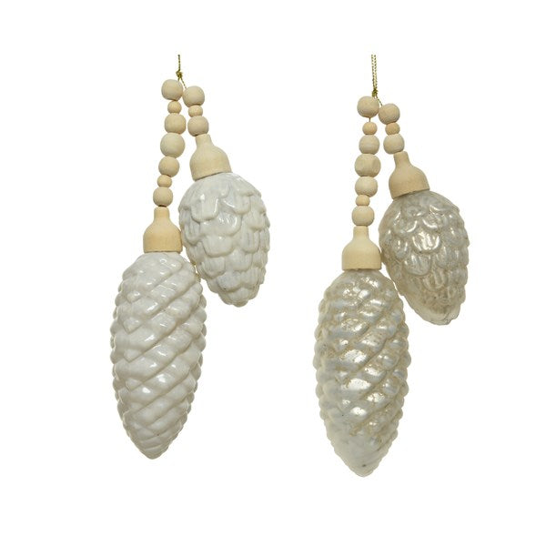 Gl Pinecone Bundle Ant 2Ass Winter White - Christmas - Windyridge Garden Centre