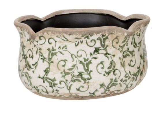 Round Scallop Pot M Green Ø21cmDx12cmH