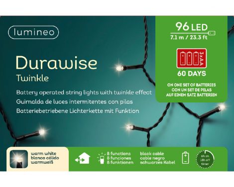 LED Durawise basic lights 8 function twinkle effect BO outdoor black/classic warm L.710cm