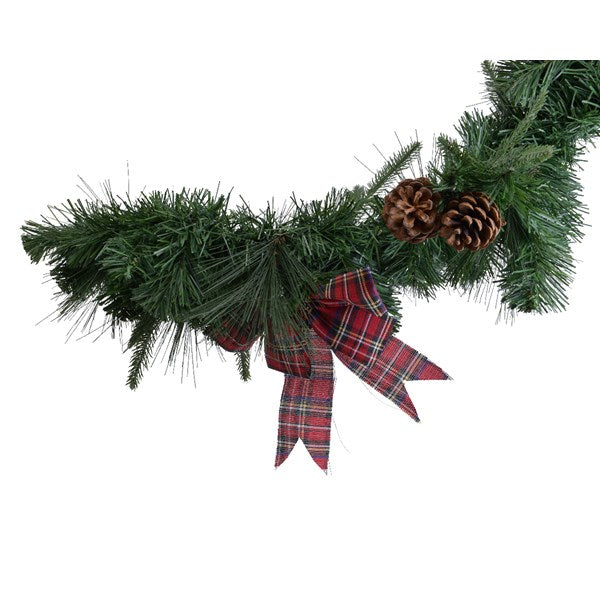 Mix Needle Swag W Tartan Bows Green - Christmas - Windyridge Garden Centre