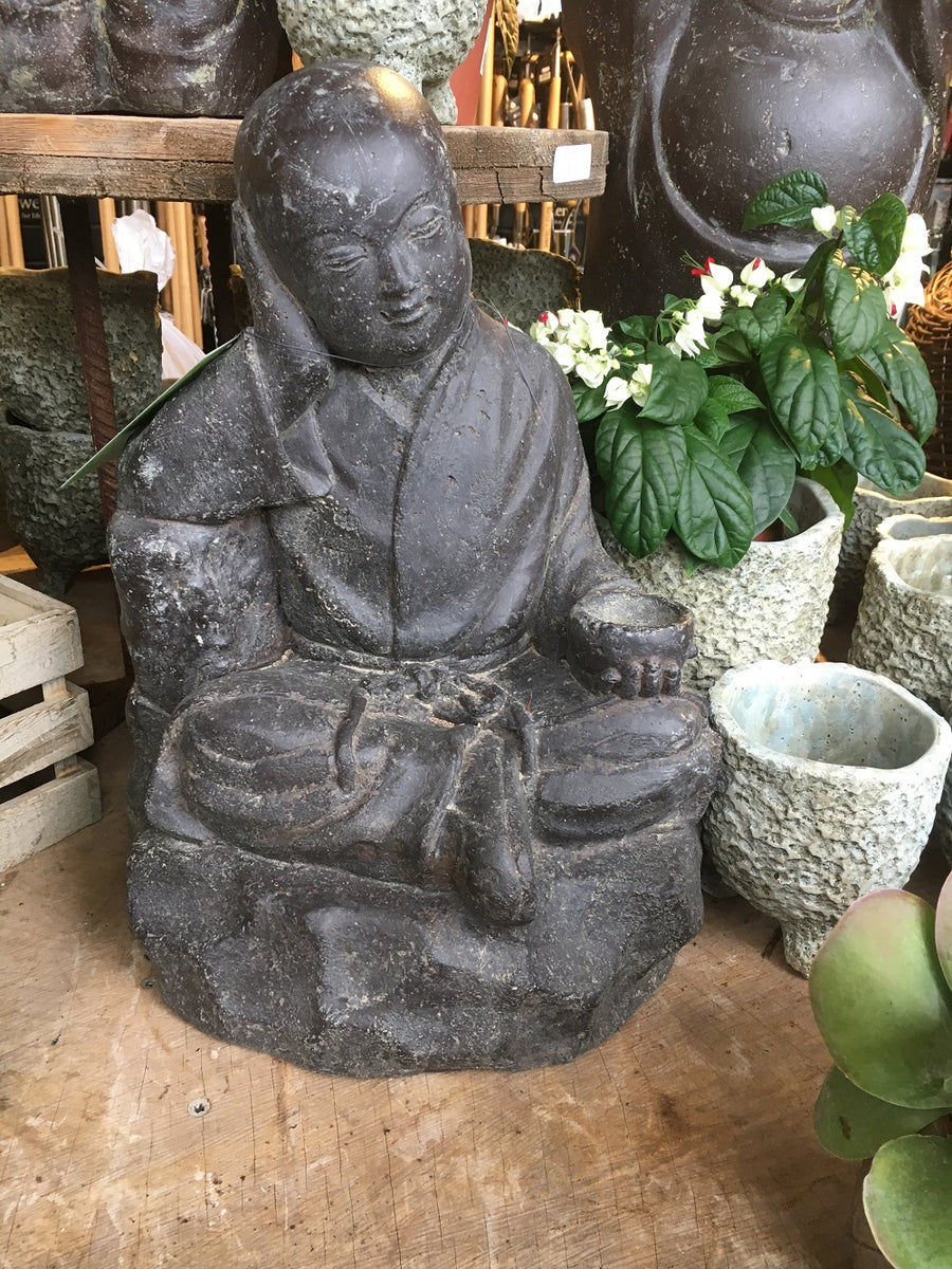 Sitting Monk With Bowl - Garden Ornaments - Windyridge Garden Centre