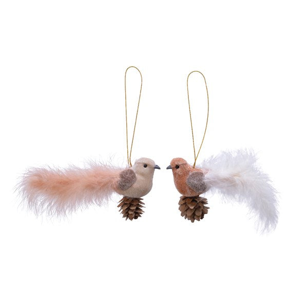 Pes Bird Velvet On Pinecone 2Clas Assorted - Christmas - Windyridge Garden Centre