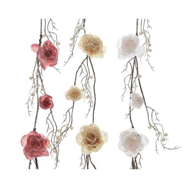 Garland W Roses 3 Col Ass - Christmas - Windyridge Garden Centre