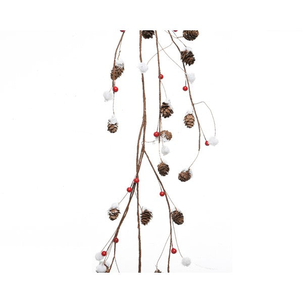Pinecone Garland W Berries 
With Snow Finish
 6X12X120Cm Red/Colour(S) - Christmas - Windyridge Garden Centre
