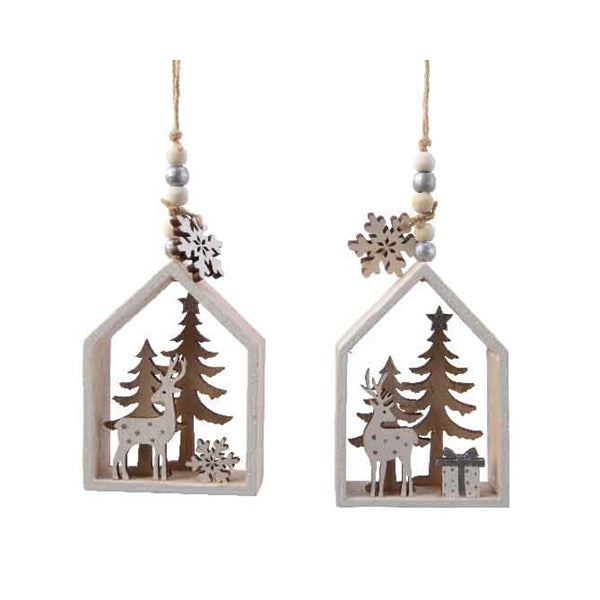Plywood House Hanger Scenery2A White - Christmas - Windyridge Garden Centre