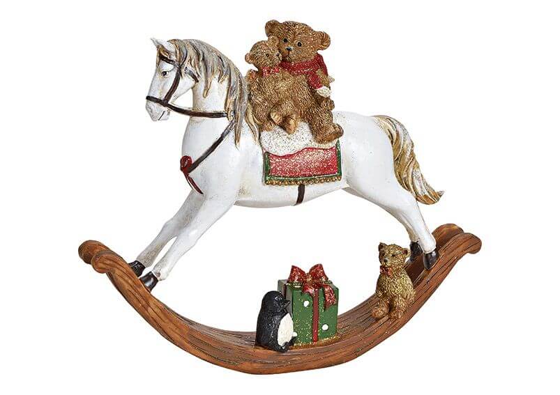 Rocking Horse Poly White, 21X17X4Cm - Christmas - Windyridge Garden Centre