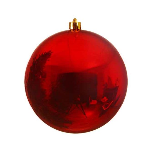 Baubles shatterproof shiny Christmas red 14cm